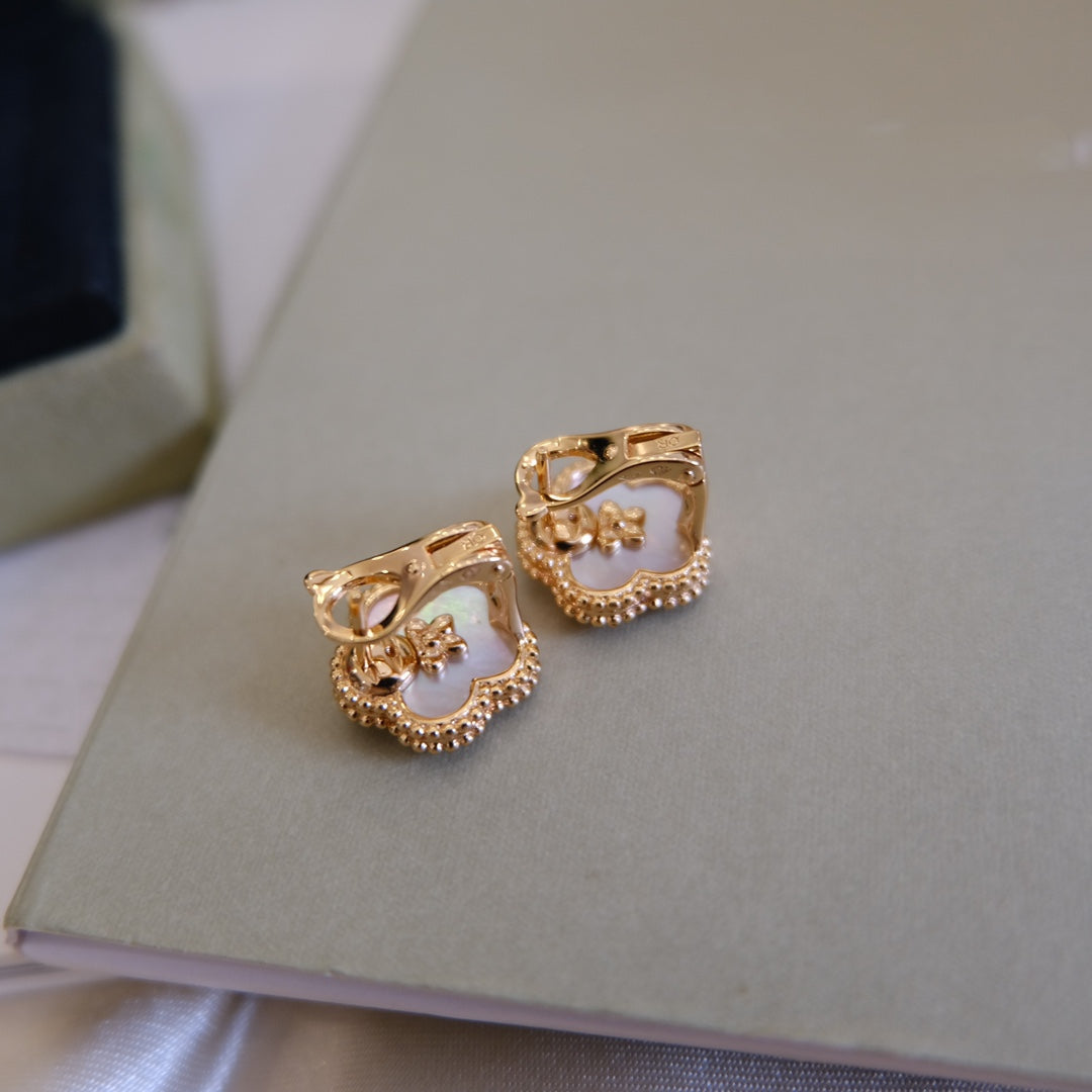 [Glimmer]LUCKY PINK GOLD WHITE MOP EARRINGS