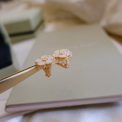 [Glimmer]LUCKY PINK GOLD WHITE MOP EARRINGS