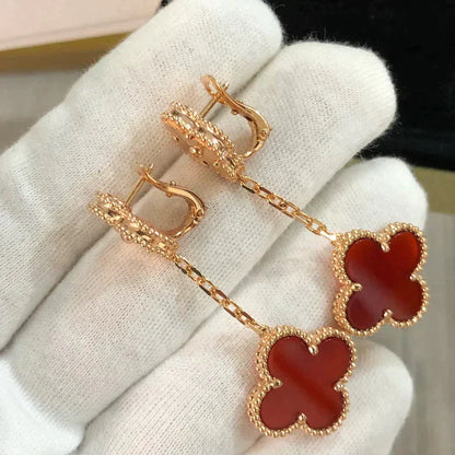 [Glimmer]CLOVER 2 MOTIF  LASER CARNELIAN EARRINGS
