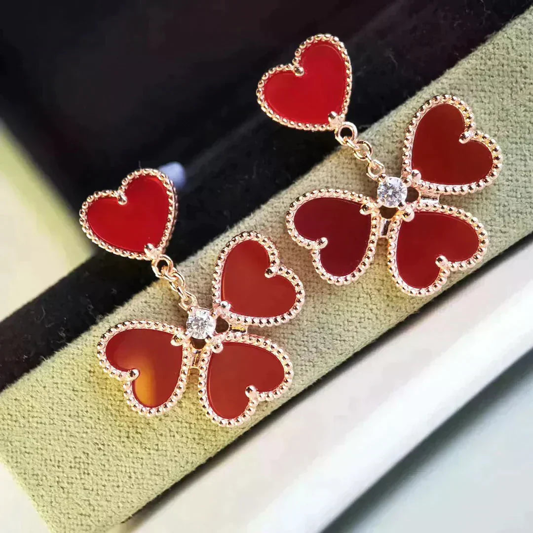 [Glimmer]SWEET CLOVER CARNELIAN EARRINGS