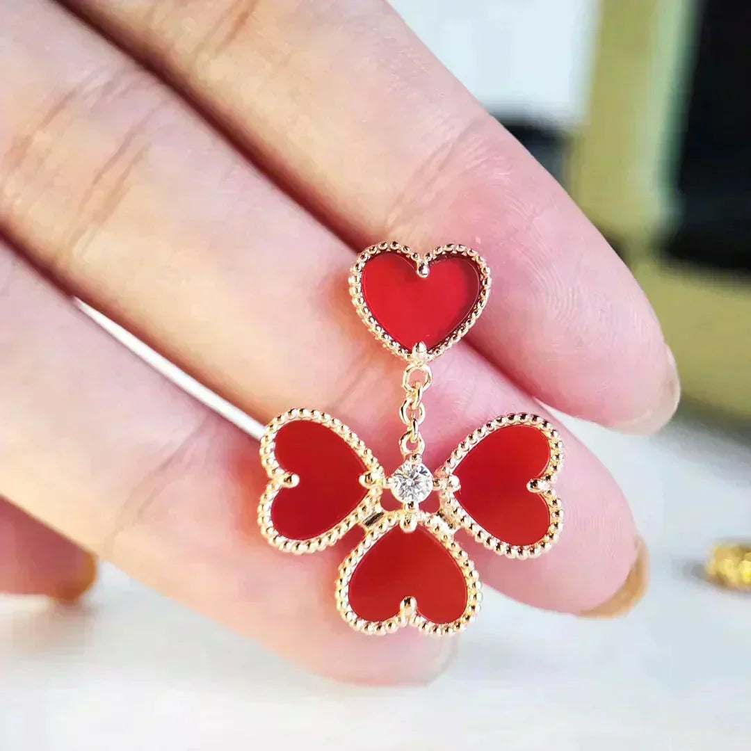 [Glimmer]SWEET CLOVER CARNELIAN EARRINGS