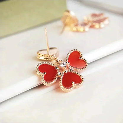 [Glimmer]SWEET CLOVER CARNELIAN EARRINGS