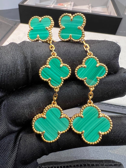 [Glimmer]CLOVER MALACHITE 3 MOTIFS GOLD