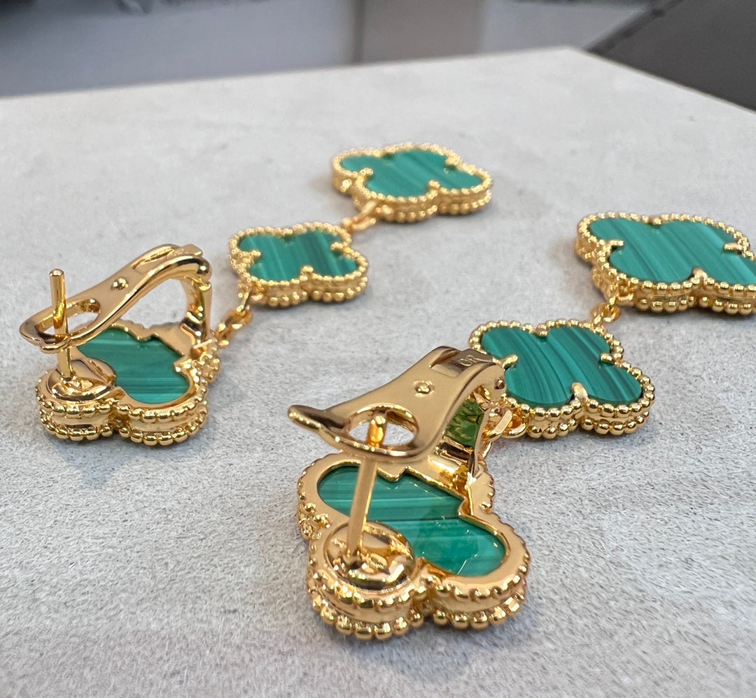 [Glimmer]CLOVER MALACHITE 3 MOTIFS GOLD