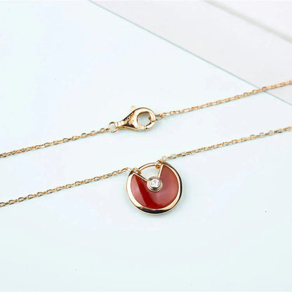 [Glimmer]AMULETTE GOLD CARNELIAN ONYX NECKLACE