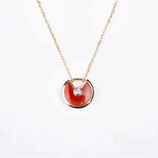 [Glimmer]AMULETTE GOLD CARNELIAN ONYX NECKLACE