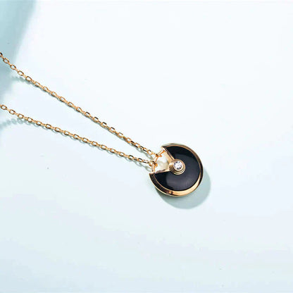 [Glimmer]AMULETTE GOLD CARNELIAN ONYX NECKLACE