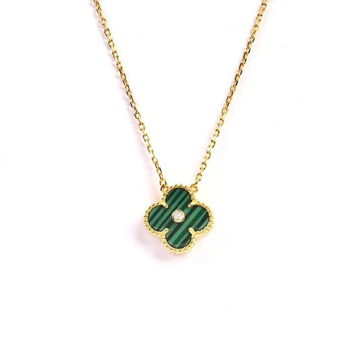 [Glimmer]CLOVER 15MM DIAMOND TURQUOISE NECKLACE