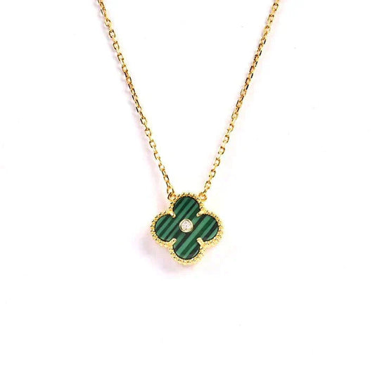 [Glimmer]CLOVER 15MM DIAMOND TURQUOISE NECKLACE
