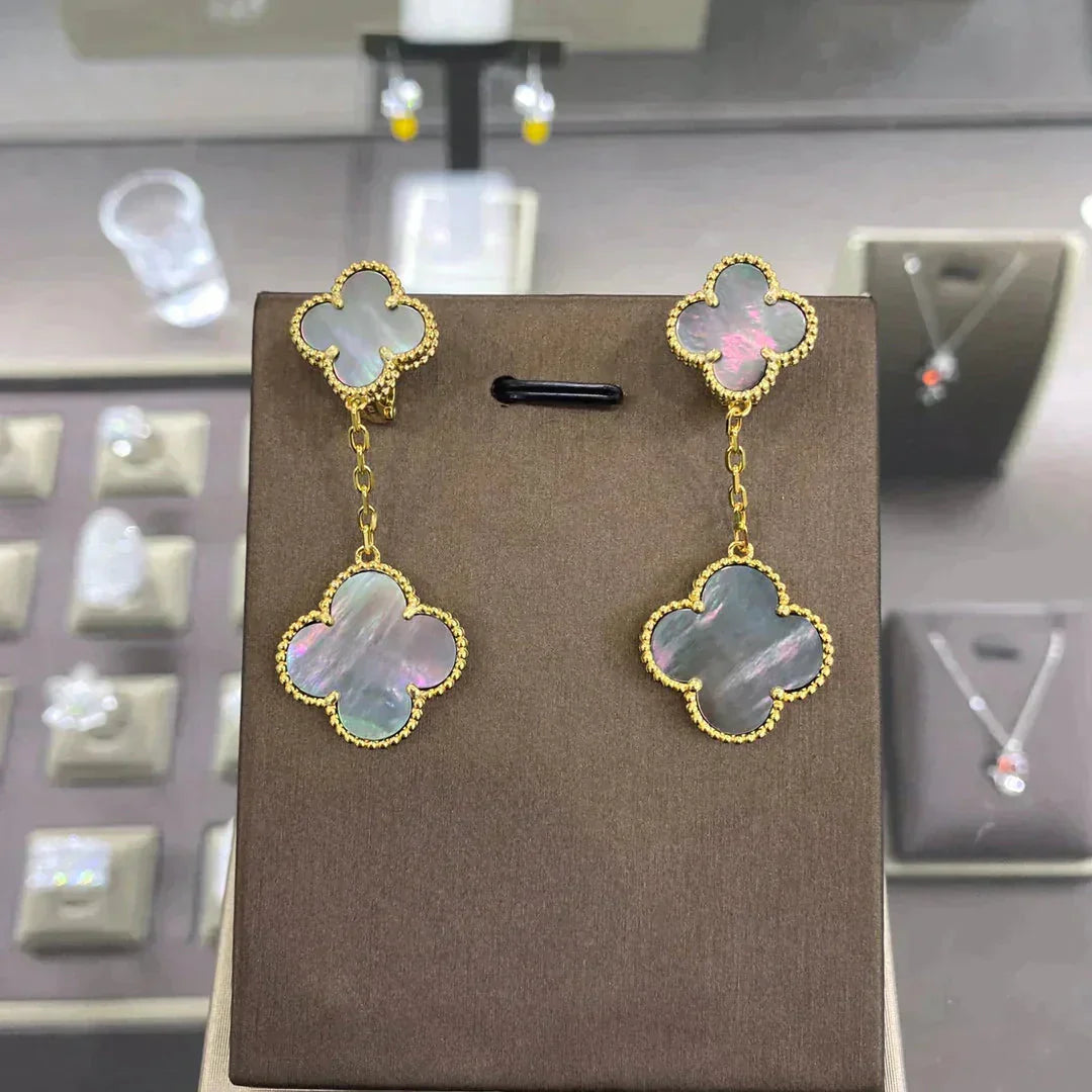 [Glimmer]CLOVER 2 MOTIFS  EARRINGS (MULTIPLE CHOICESC