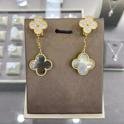 [Glimmer]CLOVER  2 MOTIFS  DIAMOND  EARRINGS (MULTIPLE CHOICESç´