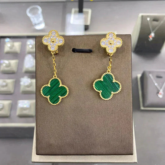 [Glimmer]CLOVER  2 MOTIFS  DIAMOND  EARRINGS (MULTIPLE CHOICESç´