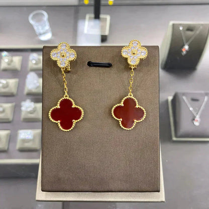 [Glimmer]CLOVER  2 MOTIFS  DIAMOND  EARRINGS (MULTIPLE CHOICESç´