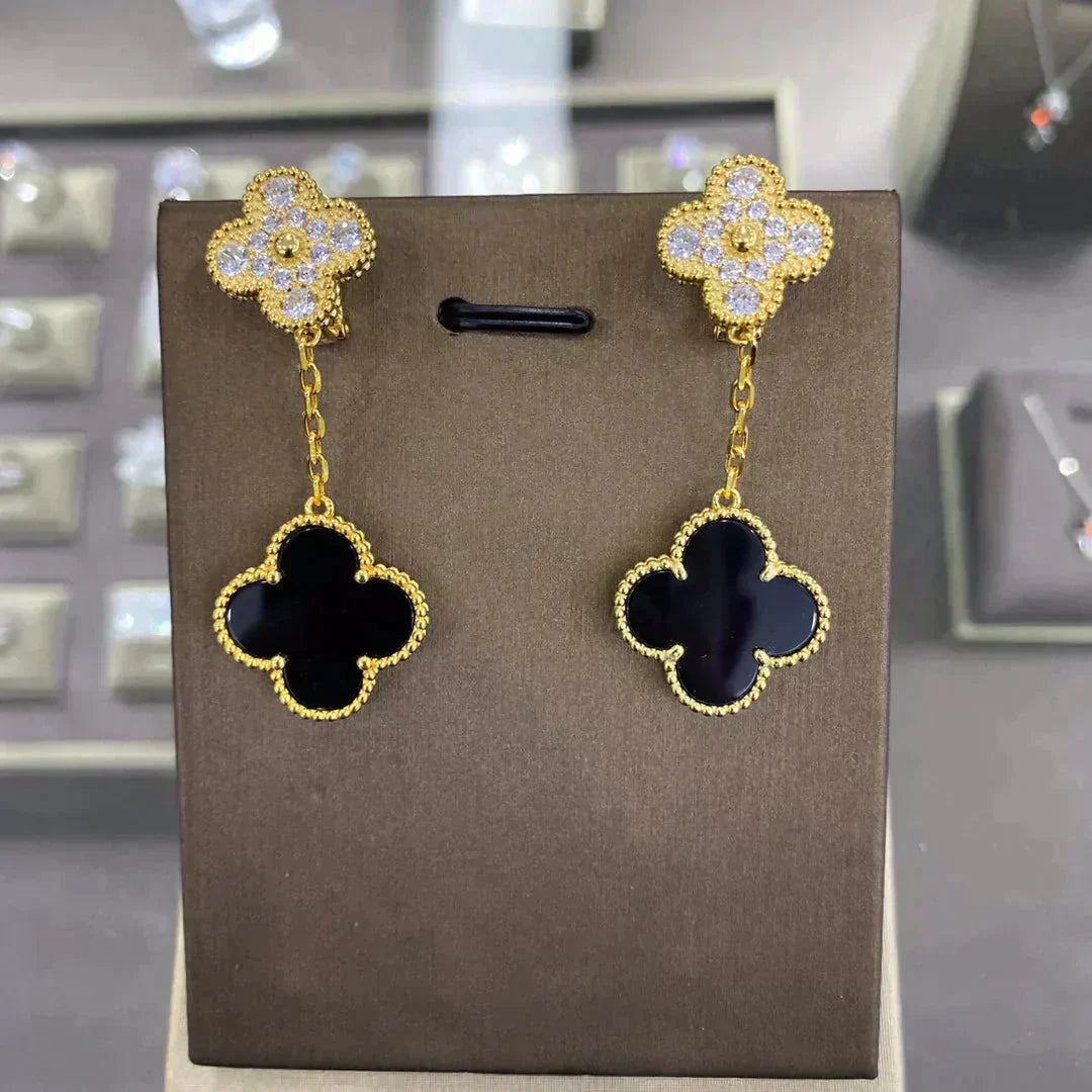 [Glimmer]CLOVER  2 MOTIFS  DIAMOND  EARRINGS (MULTIPLE CHOICESç´