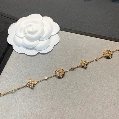 [Glimmer]STAR AND SUN 4 MOTIFS GOLD DIAMONDS BRACELET