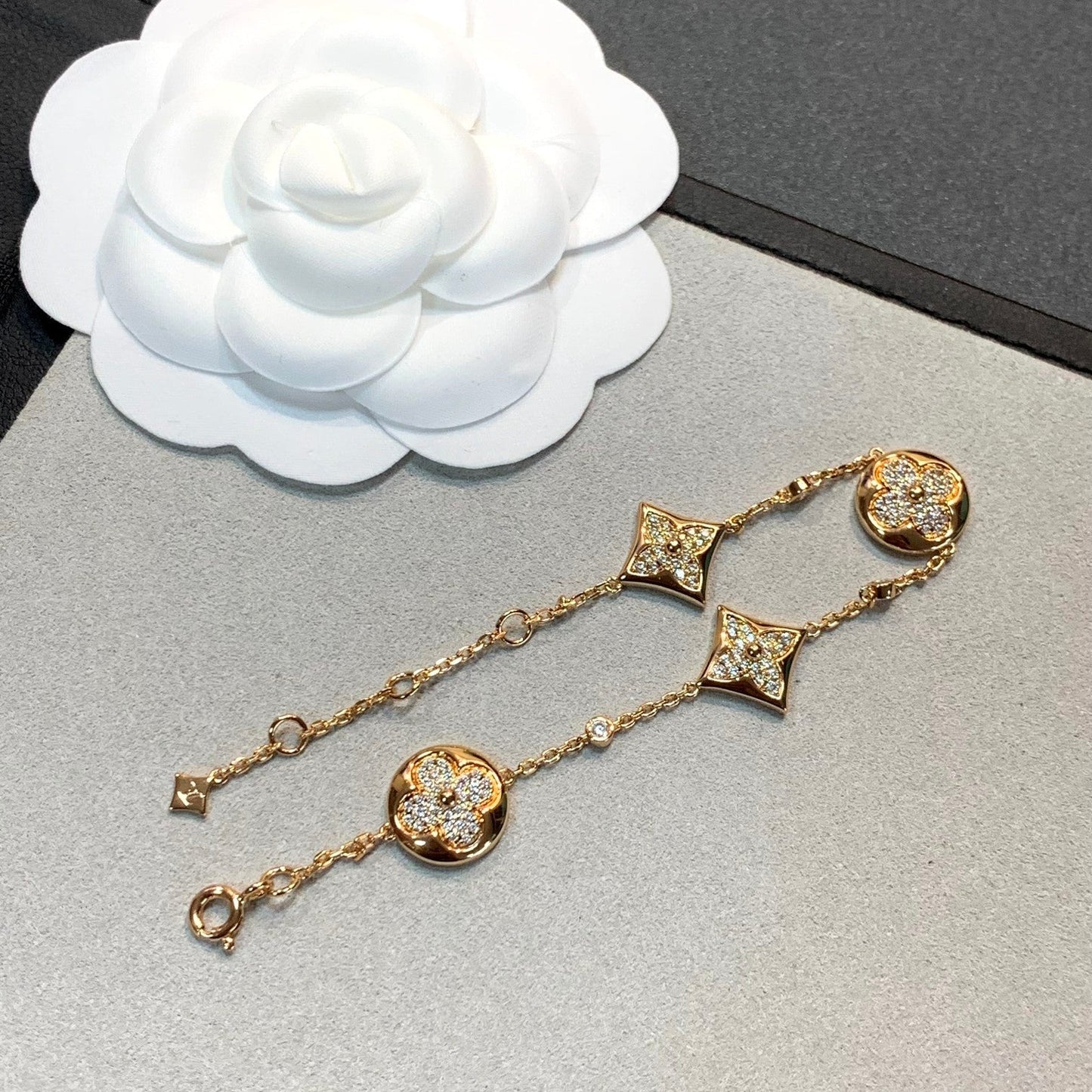 [Glimmer]STAR AND SUN 4 MOTIFS GOLD DIAMONDS BRACELET