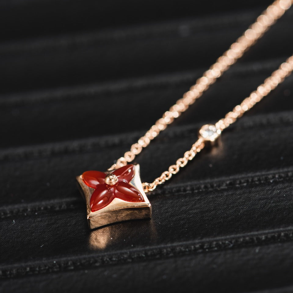 [Glimmer]STAR NECKLACE PINK GOLD 1 DIAMOND