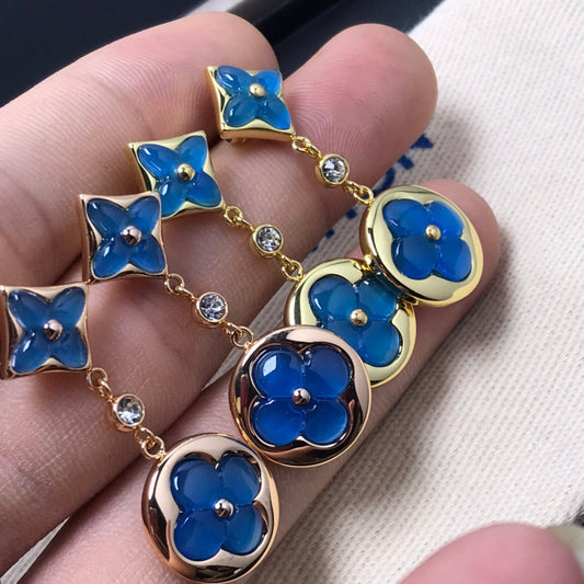 [Glimmer]STAR AND SUN AGATE DIAMOND EARRINGS