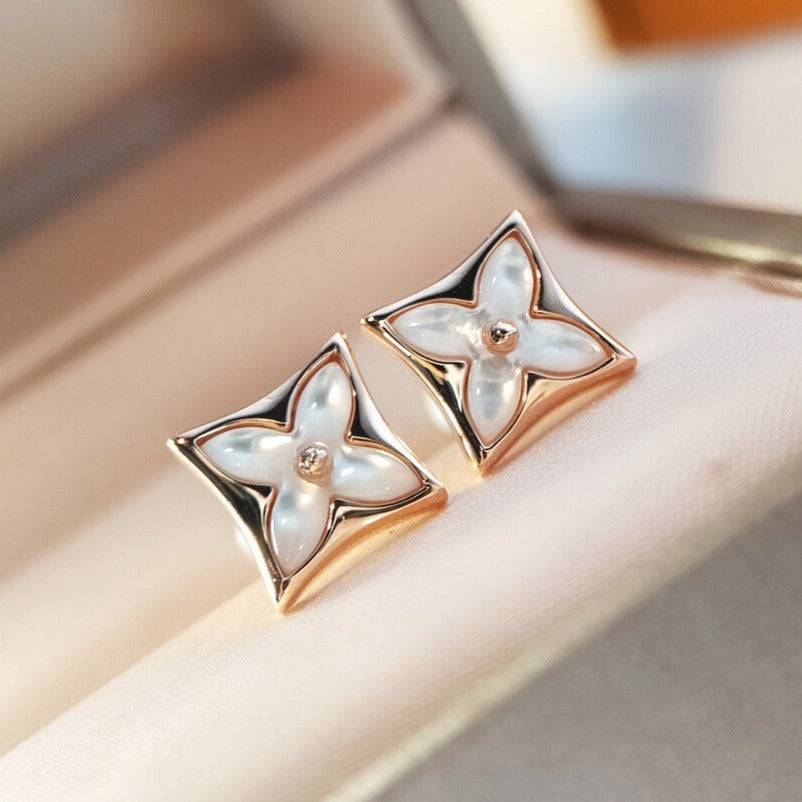 [Glimmer]STAR MOP PINK GOLD EARRINGS
