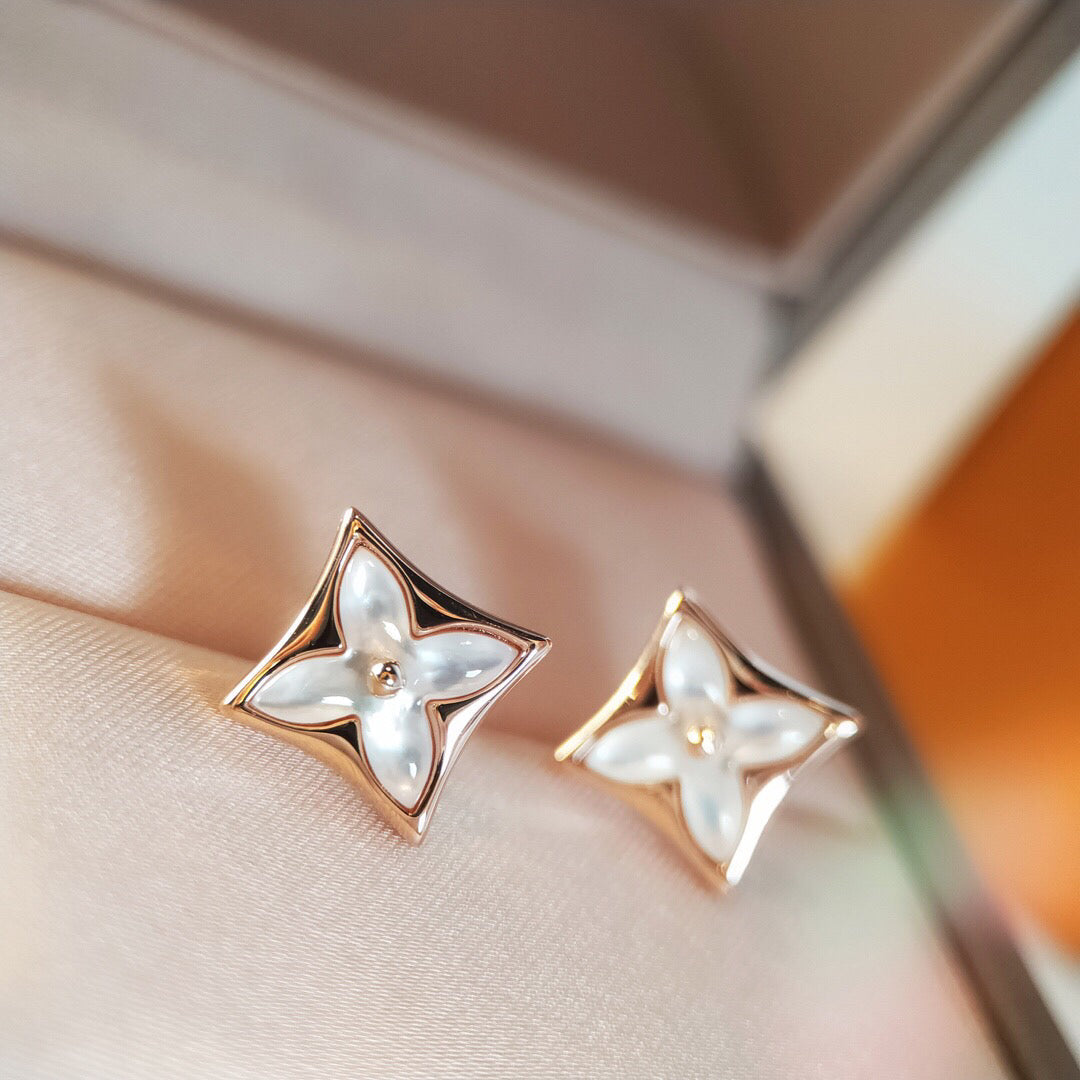 [Glimmer]STAR MOP PINK GOLD EARRINGS