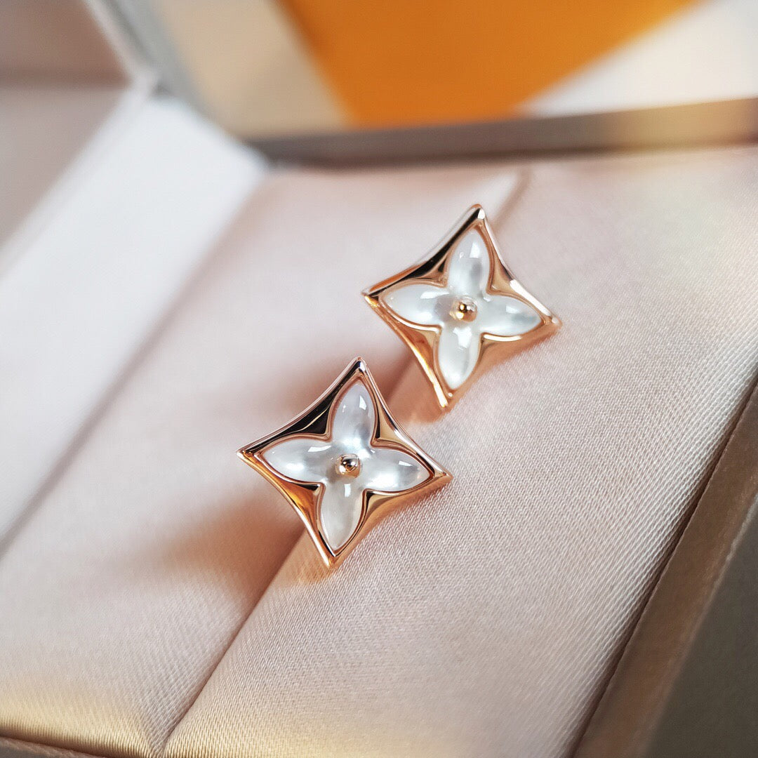 [Glimmer]STAR MOP PINK GOLD EARRINGS