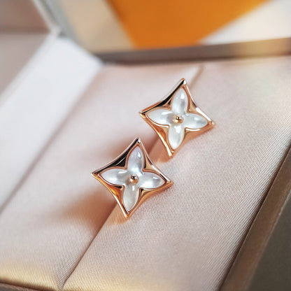 [Glimmer]STAR MOP PINK GOLD EARRINGS