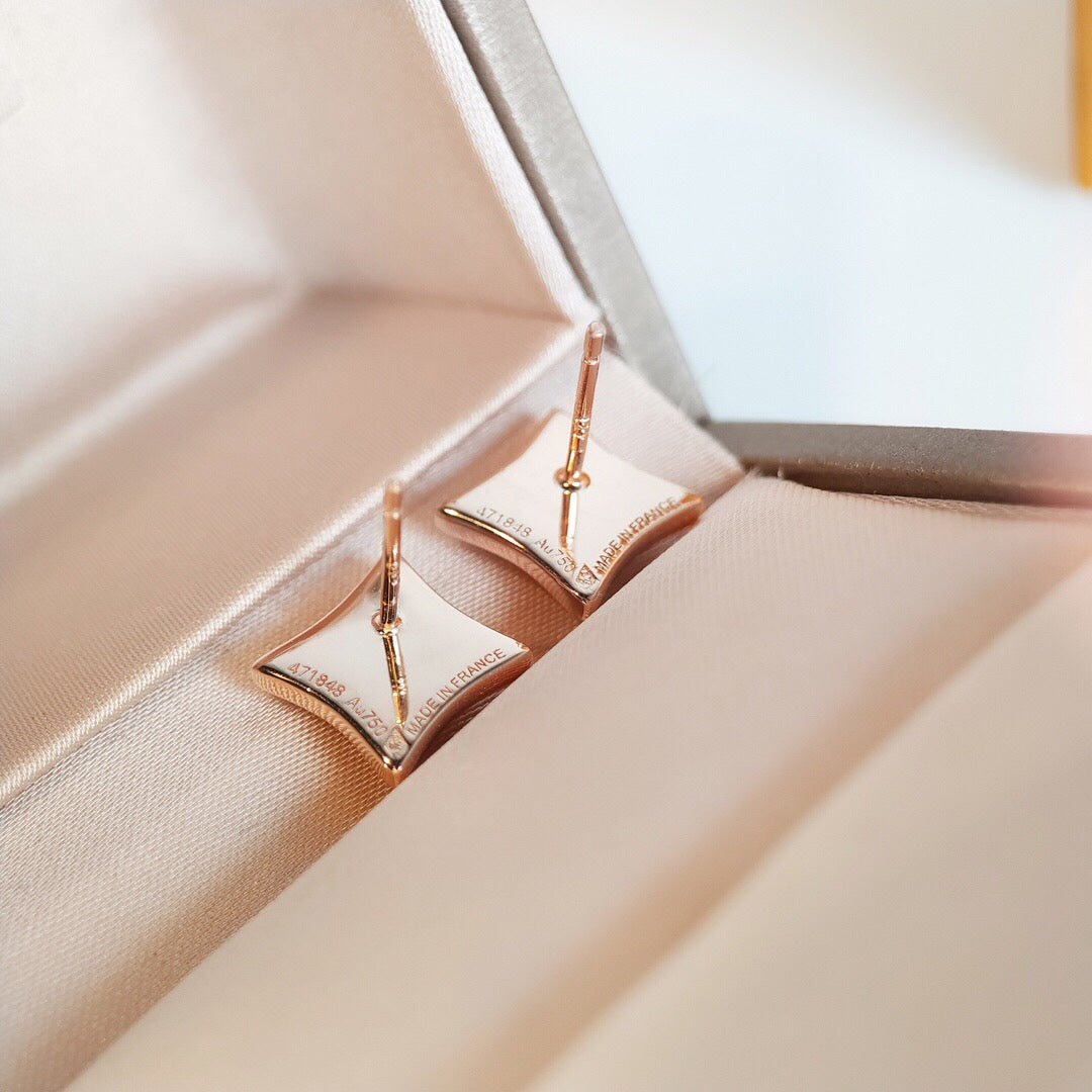 [Glimmer]STAR MOP PINK GOLD EARRINGS