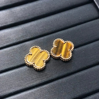 [Glimmer]CLOVER MEDIUM 1 MOTIFS TIGER EYE EARRINGS