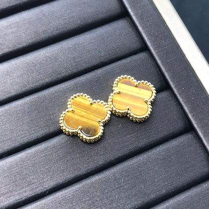 [Glimmer]CLOVER MEDIUM 1 MOTIFS TIGER EYE EARRINGS