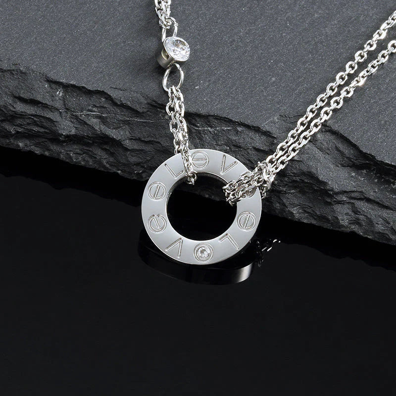 [Glimmer]LOVE NECKLACE 16MM 2 DIAMONDS