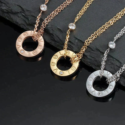 [Glimmer]LOVE NECKLACE 16MM 2 DIAMONDS