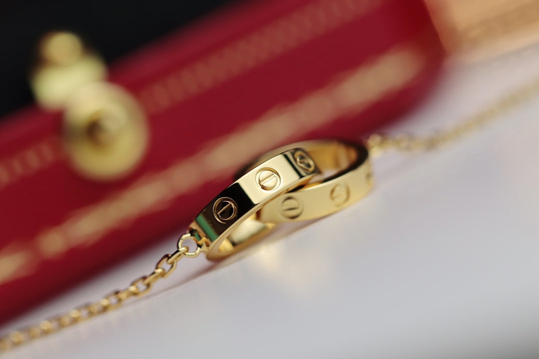 [Glimmer]LOVE NECKLACE DOUBLE RING GOLD