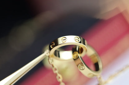 [Glimmer]LOVE NECKLACE DOUBLE RING GOLD
