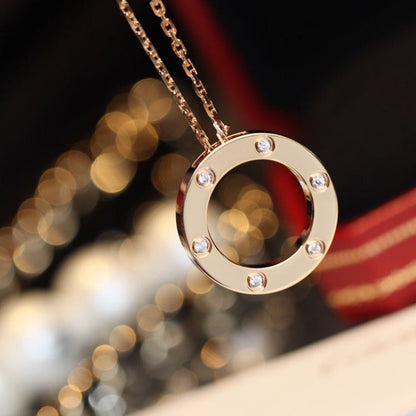 [Glimmer]LOVE NECKLACE 16MM 6 DIAMONDS PINK GOLD