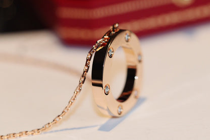 [Glimmer]LOVE NECKLACE 16MM 6 DIAMONDS PINK GOLD
