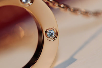 [Glimmer]LOVE NECKLACE 16MM 6 DIAMONDS PINK GOLD