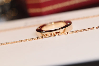 [Glimmer]LOVE NECKLACE 16MM 6 DIAMONDS PINK GOLD