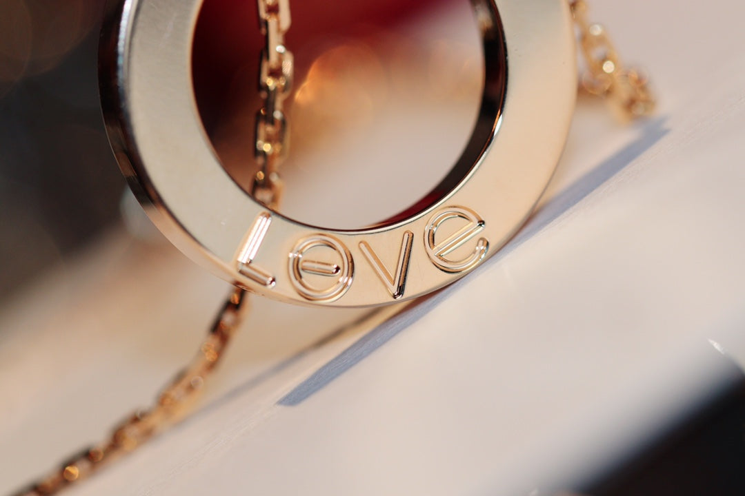 [Glimmer]LOVE NECKLACE 16MM 6 DIAMONDS PINK GOLD