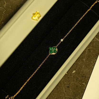 [Glimmer]SUN MALACHITE 1 DIAMOND PINK GOLD BRACELET