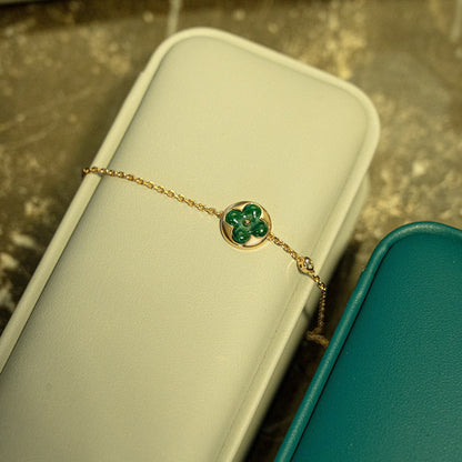 [Glimmer]SUN MALACHITE 1 DIAMOND PINK GOLD BRACELET