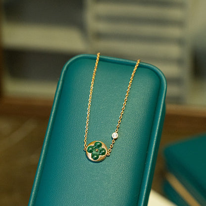 [Glimmer]SUN MALACHITE 1 DIAMOND PINK GOLD BRACELET
