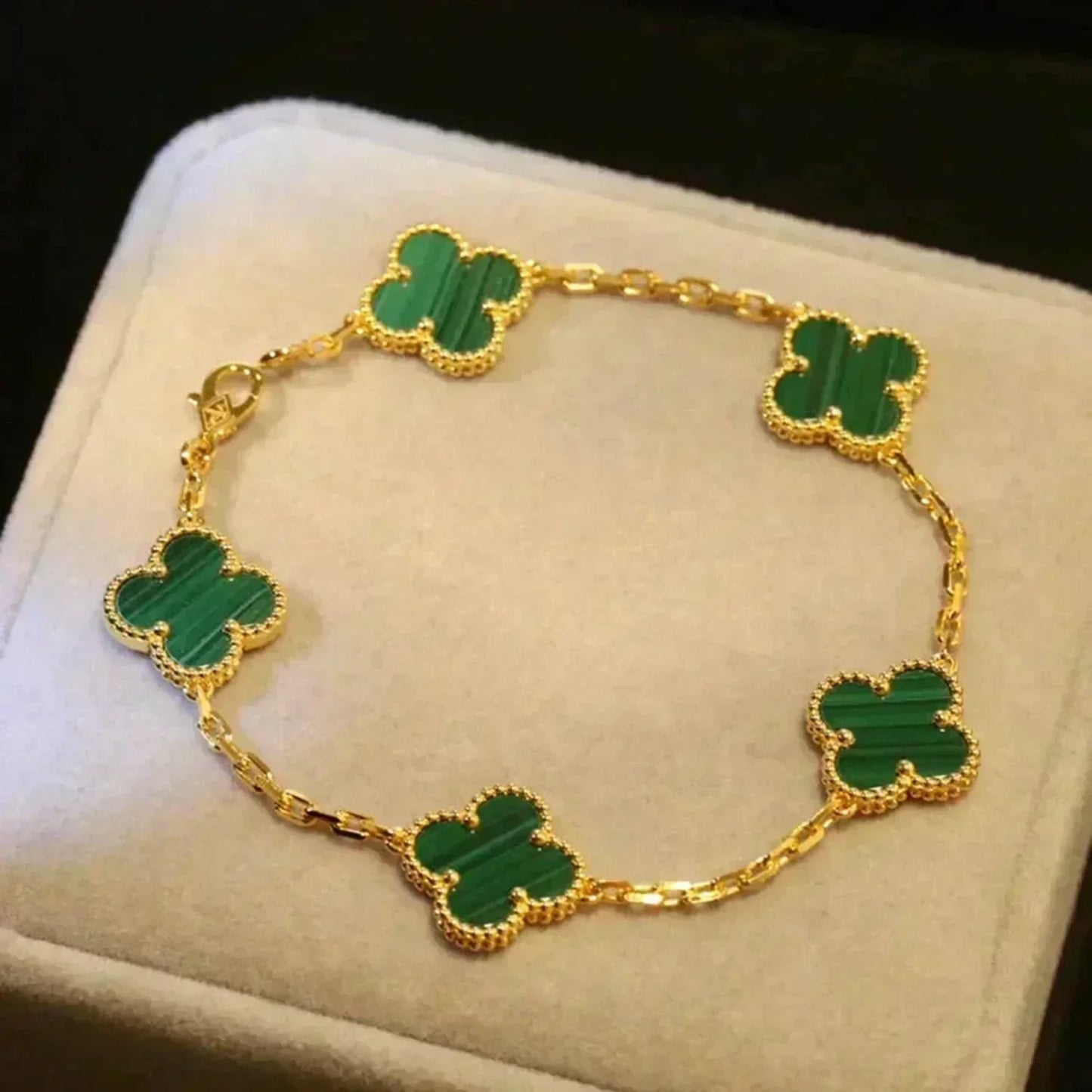 [Glimmer] CLOVER 5 MOTIF MALACHITE BRACELET COLLECTION