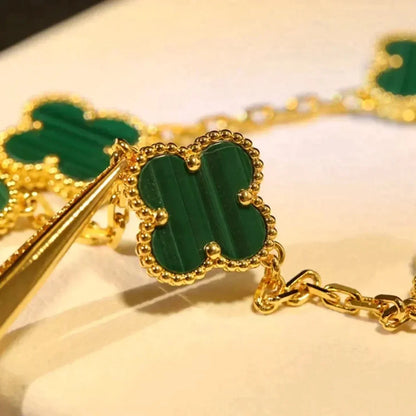 [Glimmer] CLOVER 5 MOTIF MALACHITE BRACELET COLLECTION