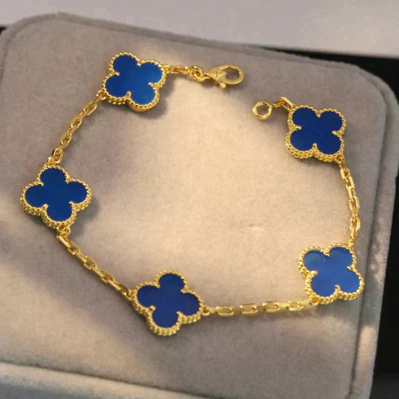 [Glimmer] CLOVER 5 MOTIF BLUE AGATE BRACELET COLLECTION