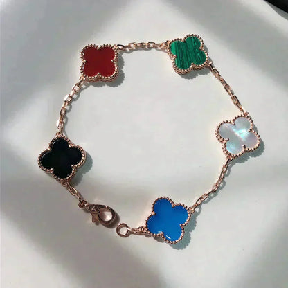[Glimmer]クローバー 5モチーフ マルチカラー ブレスレット