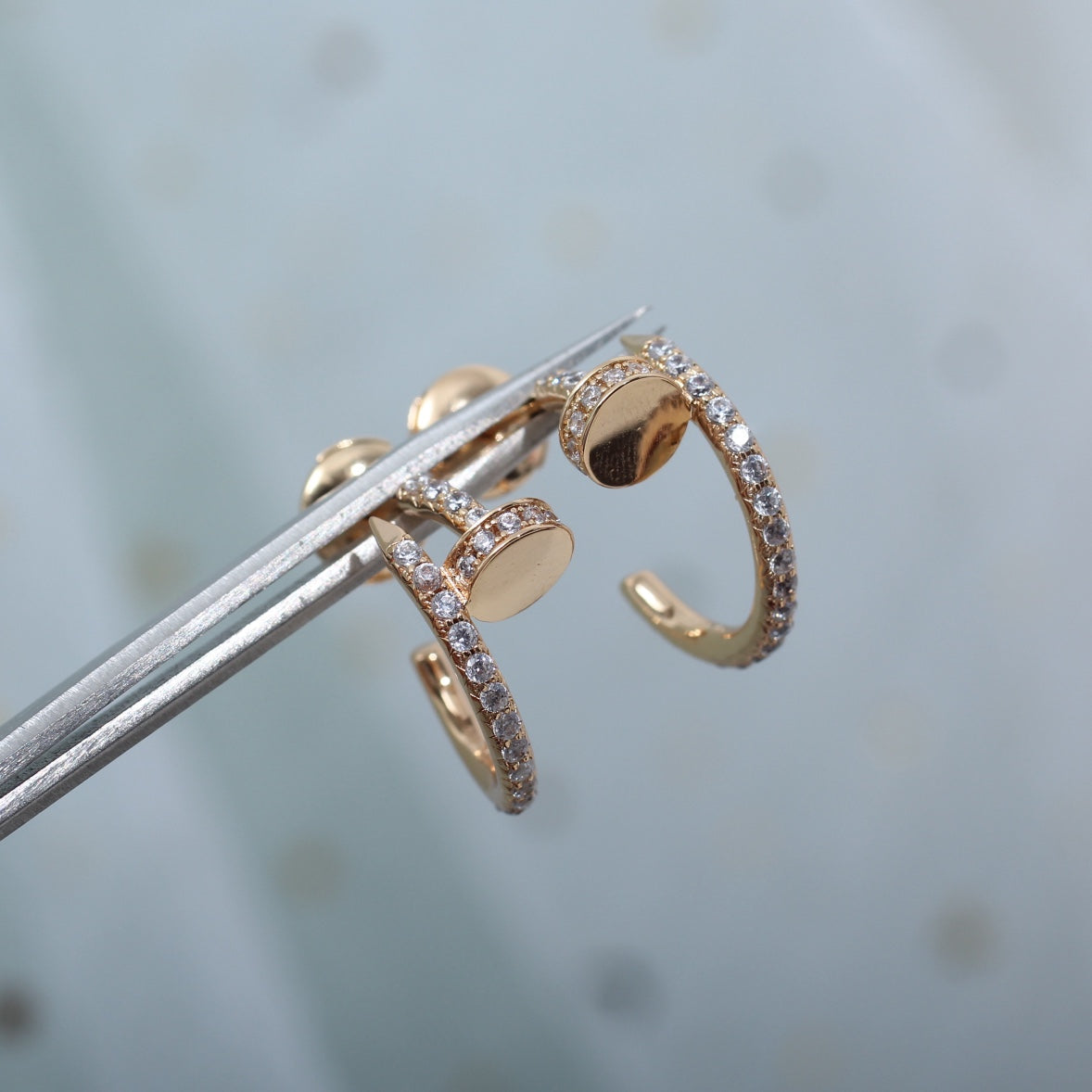 [Glimmer]ジュスト アン クル イヤリング 12.75MM ピンクゴールド ダイヤモンド