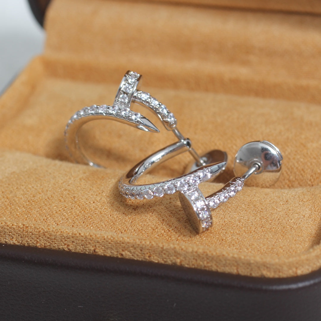 [Glimmer]JUSTE EARRINGS 12.75MM SILVER DIAMOND