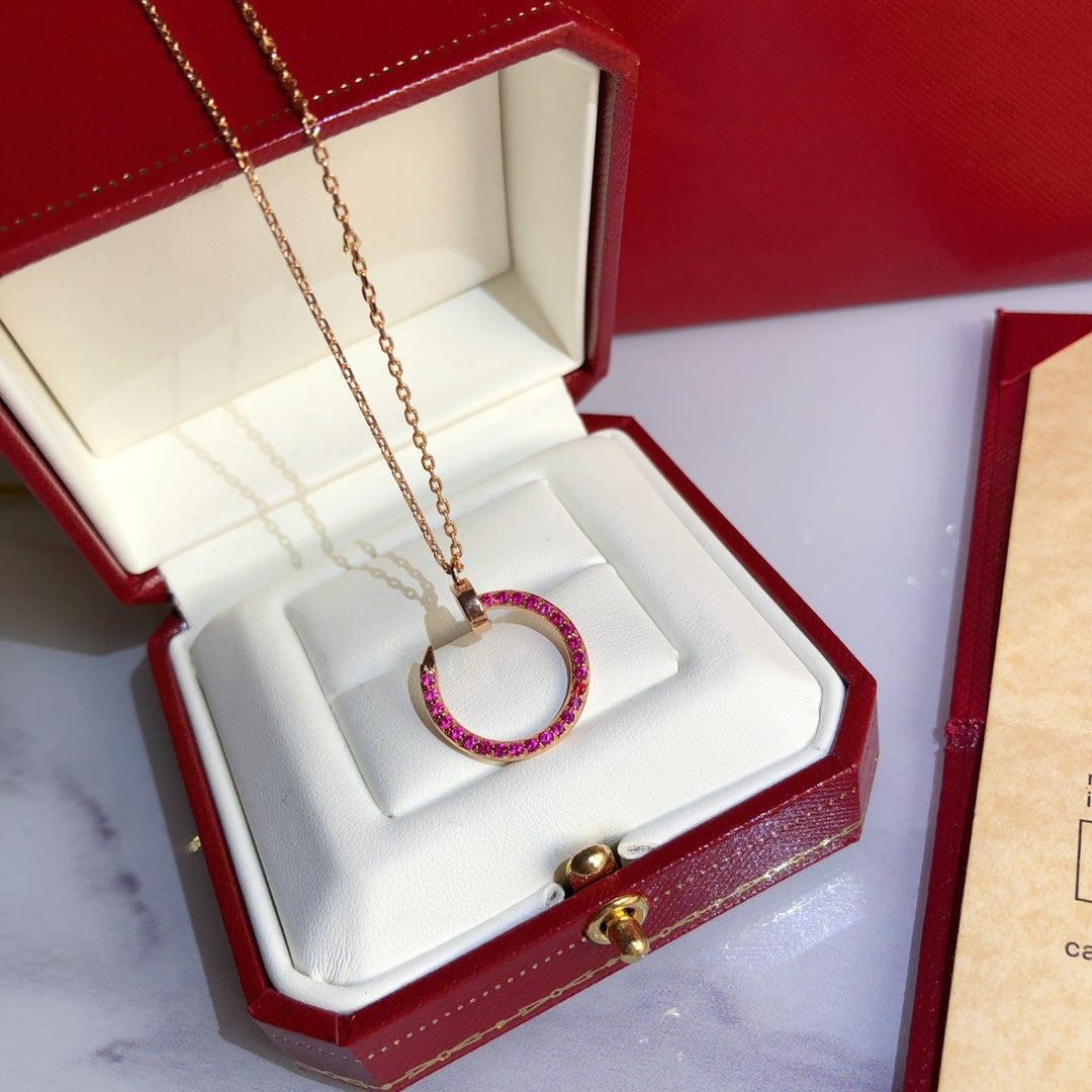 [Glimmer]JUSTE NECKLACE GOLD RED DIAMONDS