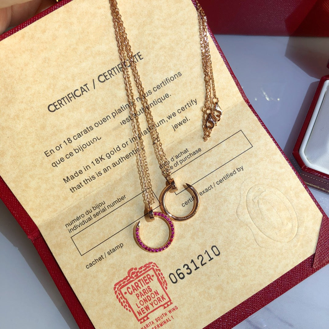 [Glimmer]JUSTE NECKLACE GOLD RED DIAMONDS