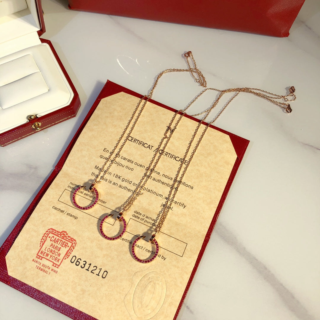 [Glimmer]JUSTE NECKLACE GOLD RED DIAMONDS